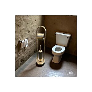 Antik Gold Tuvalet Kağıtlık Ve Fırça Seti Pirinç Banyo Aksesuarı Seti Eskitme Gold Ayaklı Set