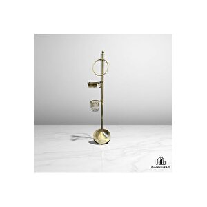 Antik Gold Tuvalet Kağıtlık Klozet Fırçası Ve Havluluk Komple Ayaklı Set Pirinç Materyal