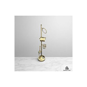 Antik Gold Tuvalet Kağıtlık Klozet Fırçası Ve Havluluk Komple Ayaklı Set Pirinç Materyal