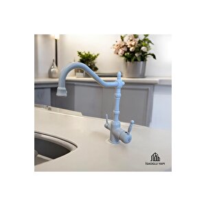 Beyaz Mutfak Bataryası Mat Beyaz Arıtmalı Armatür Rustik Tasarım