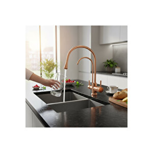 Bakır Arıtmalı Mutfak Bataryası Bronz Arıtmalı Armatür Özel Tasarım Arıtmalı Evye Armatür