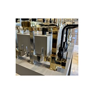 Arıtmalı Mutfak Bataryası Gold Arıtıcılı Evye Musluğu Kare Modern Tasarım Armatür Arıtmalı