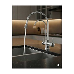 Gümüş Arıtmalı Mutfak Bataryası Krom Özel Tasarım Mutfak Armatürü 5 Yıl Garanti