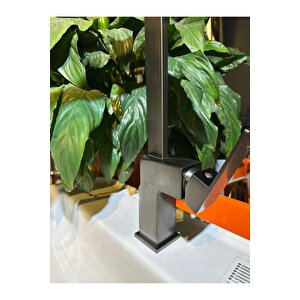 Antrasit Gri Mutfak Bataryası Kare Tasarım Venom Antrasit Evye Armatür