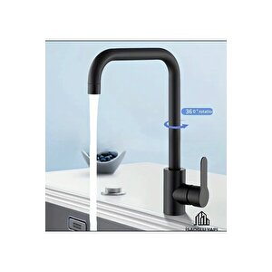 Siyah Mutfak Bataryası Modern Tasarım 5 Yıl Garantili Mat Siyah Eviye Bataryası