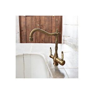 Antik Gold Rustik Arıtmalı Batarya Pirinç Materyal Arıtmalı Armatür
