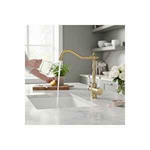 Arıtmalı Evye Bataryası Mat Altın Evye Armatürü Avangart Tasarım Arıtıcılara Uygun Garantili