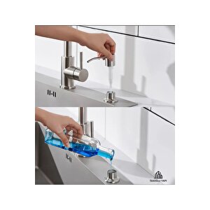 Mat Krom Spiralli Mutfak Bataryası Ve Ankastre Sabunluk Seti İnox Leke Yapmayan İz Bırakmayan Musluk