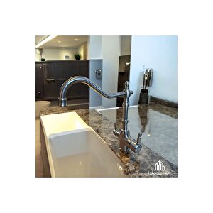 Mat Krom Arıtmalı Mutfak Bataryası Rustik Evye Armatür İnox Mat Krom