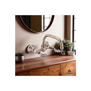 Antik Gold Duvardan Batarya Özel Seri Klasik Eskitme Gold Armatür Pirinç