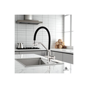 Mat Krom Arıtmalı Spiralli Batarya Uzayan Sistem Leke Kireç Tutmaz Özel Renk Musluk