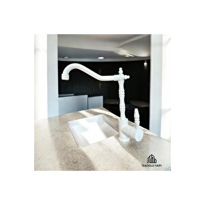 Beyaz Zen Design Batarya Vintage Tasarım Rustik Armatür Pirinç Malzeme