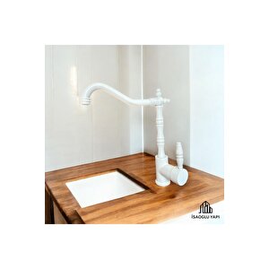 Beyaz Zen Design Batarya Vintage Tasarım Rustik Armatür Pirinç Malzeme