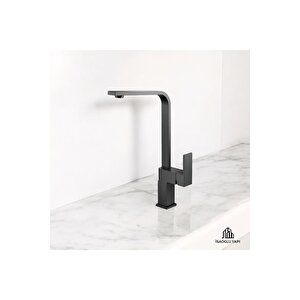 Antrasit Mutfak Bataryası Kare Antrasit Gri Evye Armatür Premium