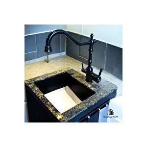 Siyah Mutfak Bataryası Arıtmalı Evye Armatür Klasik Tasarım Arıtma Cihazlarına Uygun