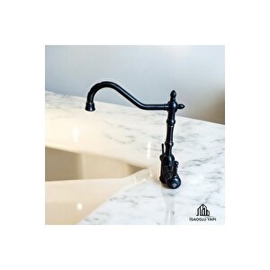 Siyah Mutfak Bataryası Arıtmalı Evye Armatür Klasik Tasarım Arıtma Cihazlarına Uygun