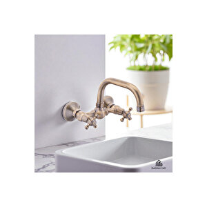 Antik Gold Musluk Vintage Özel Seri Batarya Döner Borulu Eskitme Gold