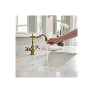 Antik Gold Klasik Lavabo Bataryası Country Tasarım Eskitme Gold Rustik Lavabo Armatür