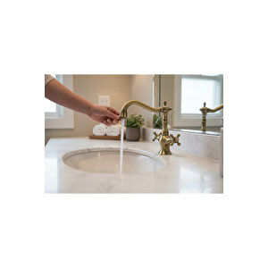 Antik Gold Klasik Lavabo Bataryası Country Tasarım Eskitme Gold Rustik Lavabo Armatür