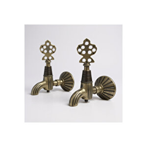 Antik Gold Kurna Musluğu İkili Set Pirinç Osmanlı Muslukları Kurna Musluğu