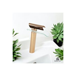 Bronz Çanak Lavabo Bataryası Bakır Çanak Musluğu Glass Design Armatür