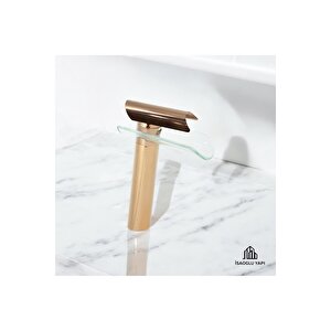 Bronz Çanak Lavabo Bataryası Bakır Çanak Musluğu Glass Design Armatür