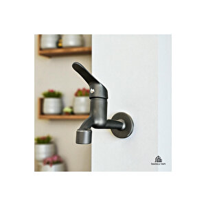 Siyah Musluk Duvardan Aç Kapa Mix Musluk Siyah Paslanmaz Pirinç