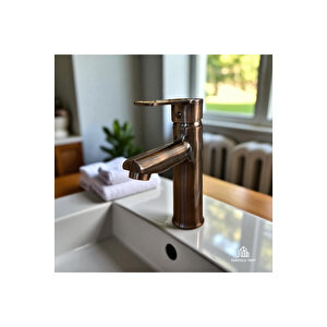 Mat Bakır Lavabo Bataryası Bakır Eskitme Armatür Pirinç Malzeme