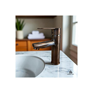 Mat Bakır Lavabo Bataryası Bakır Eskitme Armatür Pirinç Malzeme