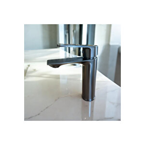 Antrasit Lavabo Bataryası Antrasit Lavabo Musluk Pirinç Malzeme Antrasit Gri