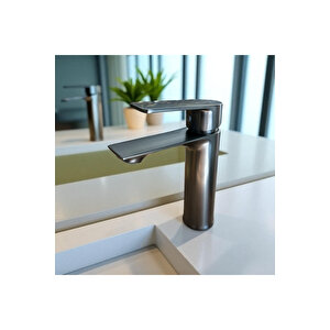 Antrasit Lavabo Bataryası Antrasit Lavabo Musluk Pirinç Malzeme Antrasit Gri
