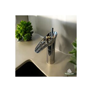 Krom Şelale Musluk Nostaljik Tasarım Şelale Lavabo Bataryası