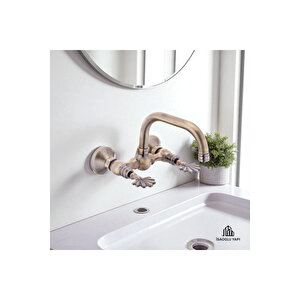 Antik Gold Klasik Armatür Duvardan Özel Tasarım Klasik Model Pirinç Musluk