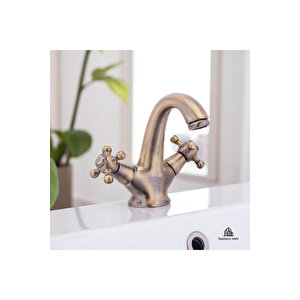 Antik Lavabo Musluğu Klasik Tasarım Özel Seri Lavabo Bataryası Pirinç