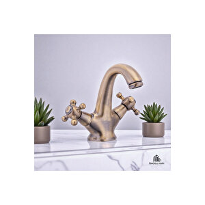 Antik Lavabo Musluğu Klasik Tasarım Özel Seri Lavabo Bataryası Pirinç