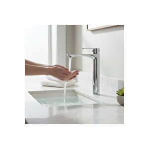 Çanak Lavabo Bataryası Yüksek Model Silver Gümüş Renk Pirinç Materyal Çanak Armatürü