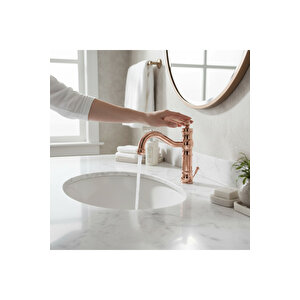 Bakır Lavabo Bataryası Avangart Bronz Özel Tasarım Lavabo Armatür Pirinç Materyal Bakır Renk