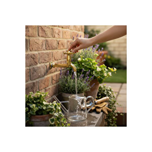 Gold Bahçe Wc Balkon Musluğu Rustik Tasarım Pirinç Materyal 5 Yıl Garantili Musluk