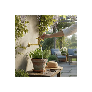 Gold Bahçe Wc Balkon Musluğu Rustik Tasarım Pirinç Materyal 5 Yıl Garantili Musluk