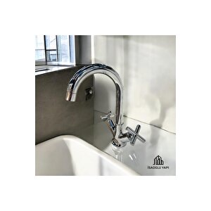 Lavabo Bataryası Klasik Vintage Armatür Pirinç Materyal Paslanmaz 5 Yıl Garantili