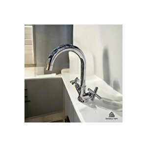 Lavabo Bataryası Klasik Vintage Armatür Pirinç Materyal Paslanmaz 5 Yıl Garantili