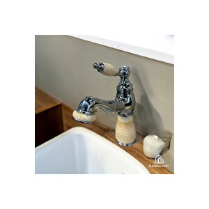 Krom Lavabo Bataryası Bal Mumu Tasarım Mermerli Lavabo Armatür Pirinç Paslanmaz Uzayabilen Sistem