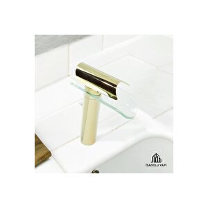 Gold Çanak Bataryası Glass Design Çanak Armatür Yüksel Model Gold Batarya