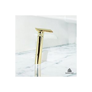 Gold Çanak Bataryası Glass Design Çanak Armatür Yüksel Model Gold Batarya