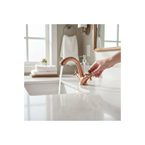 Bakır Lavabo Armatür Vintage Klasik Tasarım Özel Seri Bronz Lavabo Bataryaso