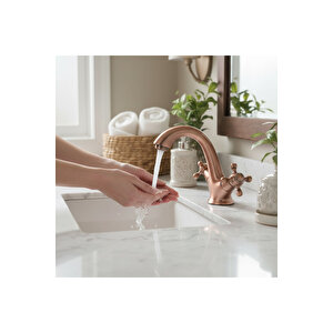 Bakır Lavabo Armatür Vintage Klasik Tasarım Özel Seri Bronz Lavabo Bataryaso