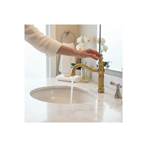 Lavabo Bataryası Mat Gold Avangart Banyo Lavabo Armatürü Fırçalanmış Altın Pirinç Materyal