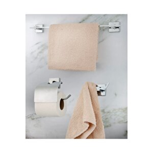 Havluluk Tuvalet Kağıtlık İkili Bornozluk Komple Set Pirinç Paslanmaz Premium Banyo Seti
