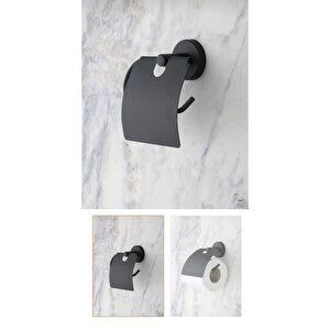 Siyah Tuvalet Kağıtlığı Mat Siyah Banyo Kağıtlık Pirinç Malzeme Paslanmaz Siyah Aksesuar