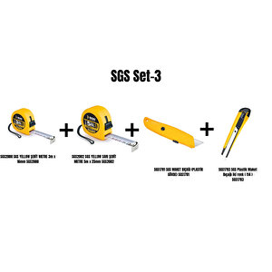 Sgs Set-3 (metre-bıçak) (şerit Metre 3m+şerit Metre 5m+plastik Maket Bıçağıx2 Adet)